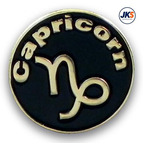 20 x Capricorn Pin Badges (Gold Coloured Metal)