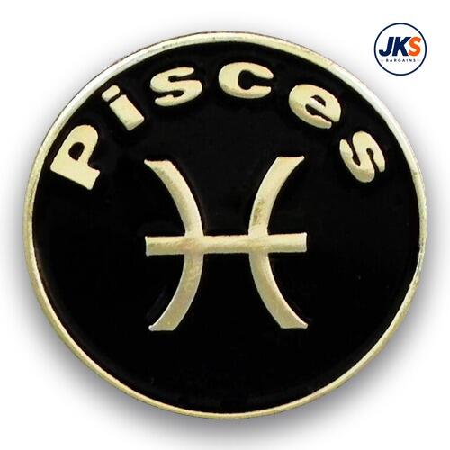 20 x Pisces Pin Badges (Gold Coloured Metal)