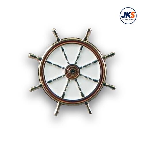 Gold Plated Ships Wheel Pin Badge