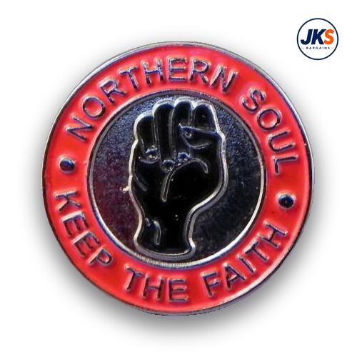 Northern Soul Keep The Faith Red Pin Badge
