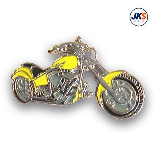 Yellow Chopper Motorbike Pin Badge