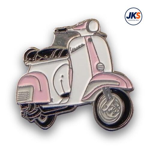 Pink + White Scooter (Style 2) Pin Badge