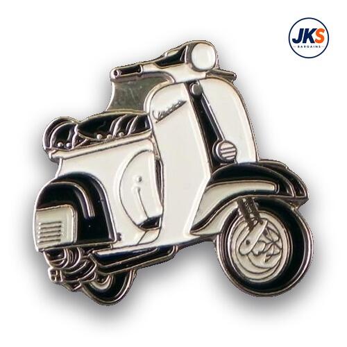 Black + White Scooter (Style 2) Pin Badge