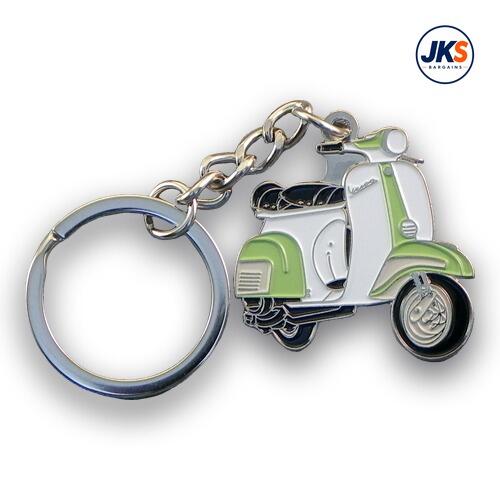 10 x Light Green + White Scooter (Style 2) Keyrings