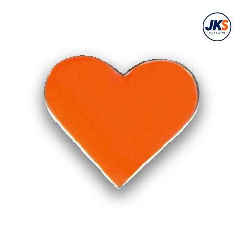 Dark Orange heart Pin Badge