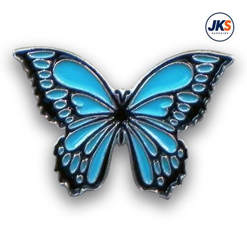 Butterfly Blue Pin Badge – Stylish Decorative Accessory
