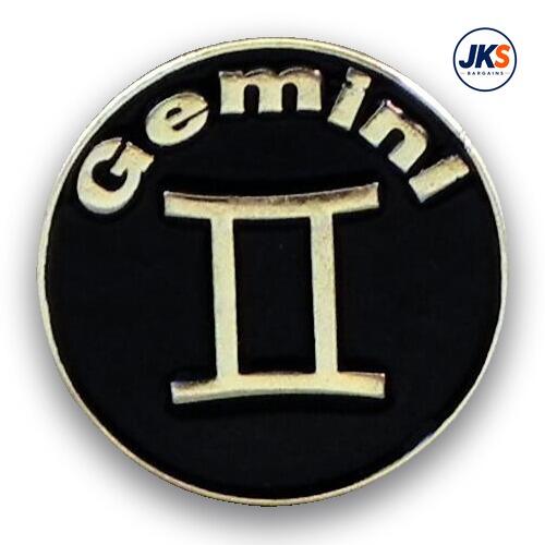 20 x Gemini Pin Badges (Gold Coloured Metal)