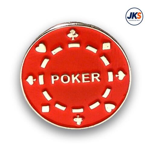Red Poker Chip Pin Badge