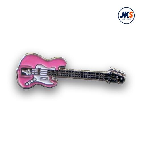 Pink Electric Guitar Pin Badge