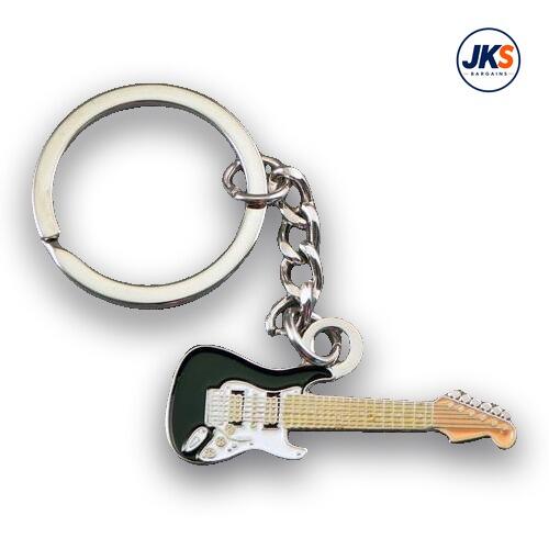 10 x Black Electric Guitar Keyrings