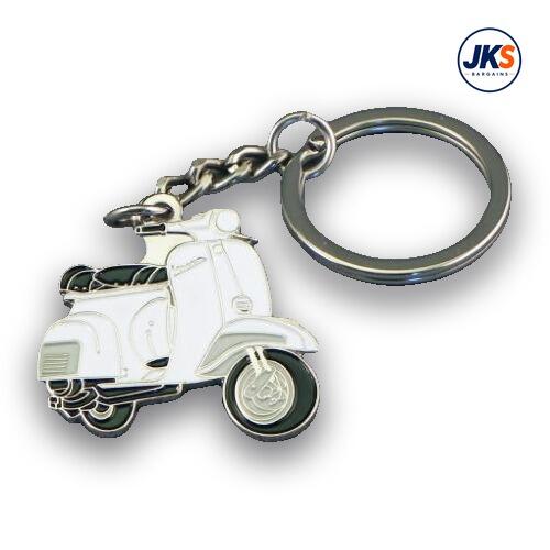 10 x White Scooter (Style 2) Keyrings