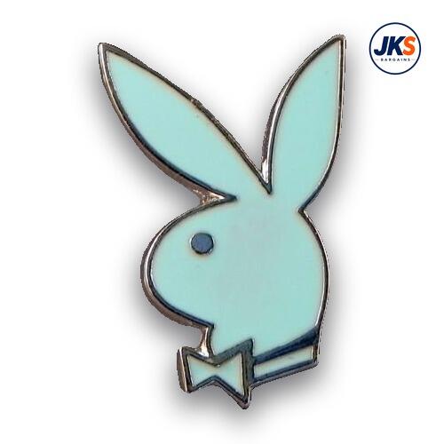 Blue Playboy Style Bunny Head Pin Badge