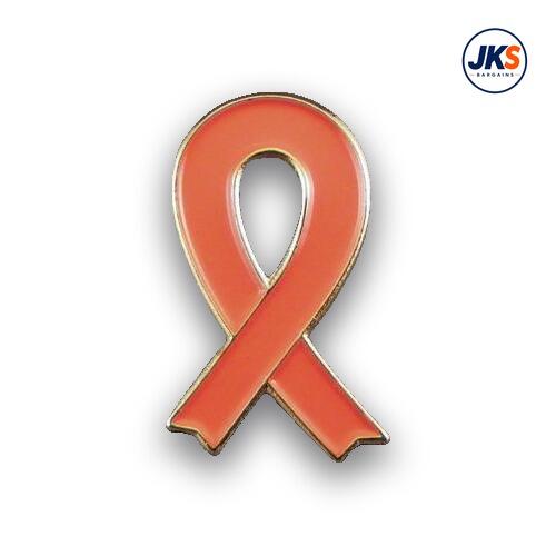 Coral Ribbon Pin Badge