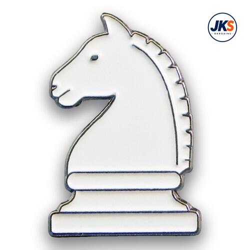 Chess Knight White Pin Badge