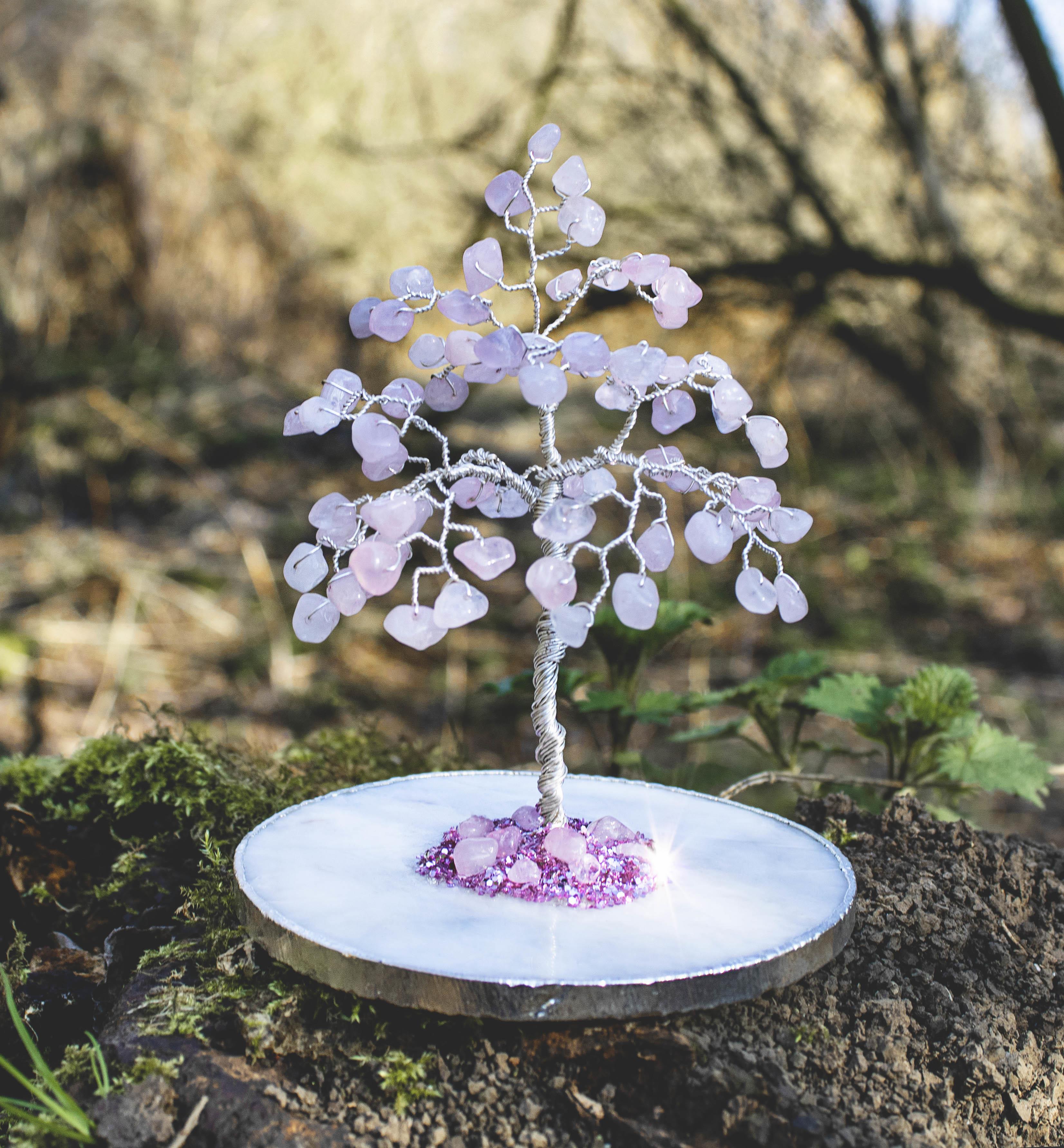 Amethyst Gemstone Tree Unique Hand Crafted Gift Rose Quarts Chakra Tigereye 
