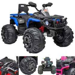 kids ride on electric toy quad bike blue colour chunky wheels