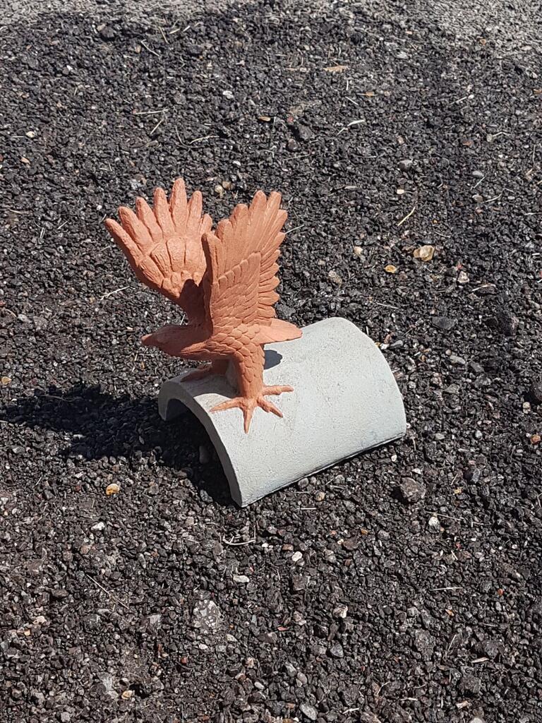 Hawk roof finial slate grey and terracotta