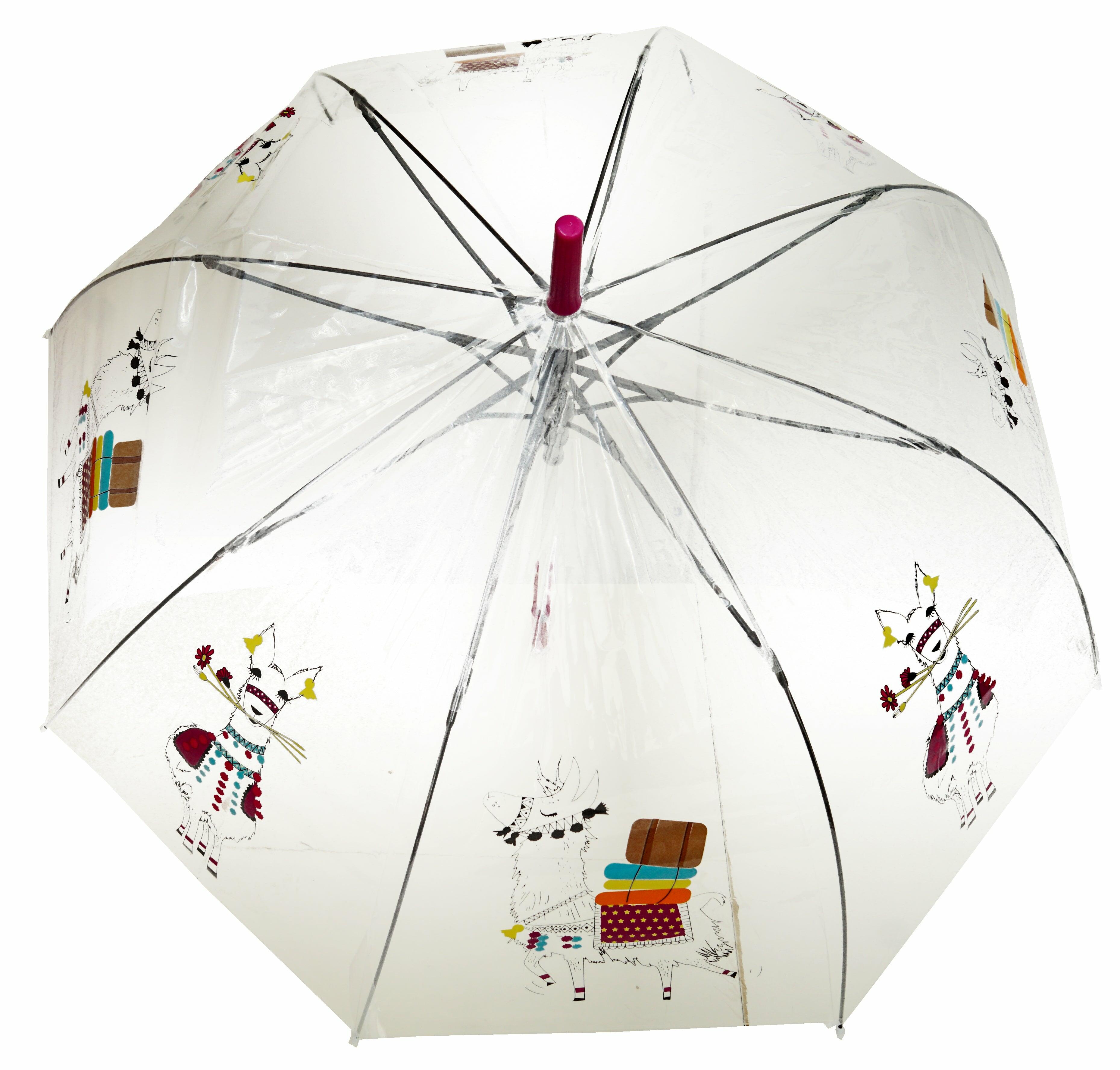 Llama with Flowers Transparent Umbrella - Blooms of London - Designs inspired by nature