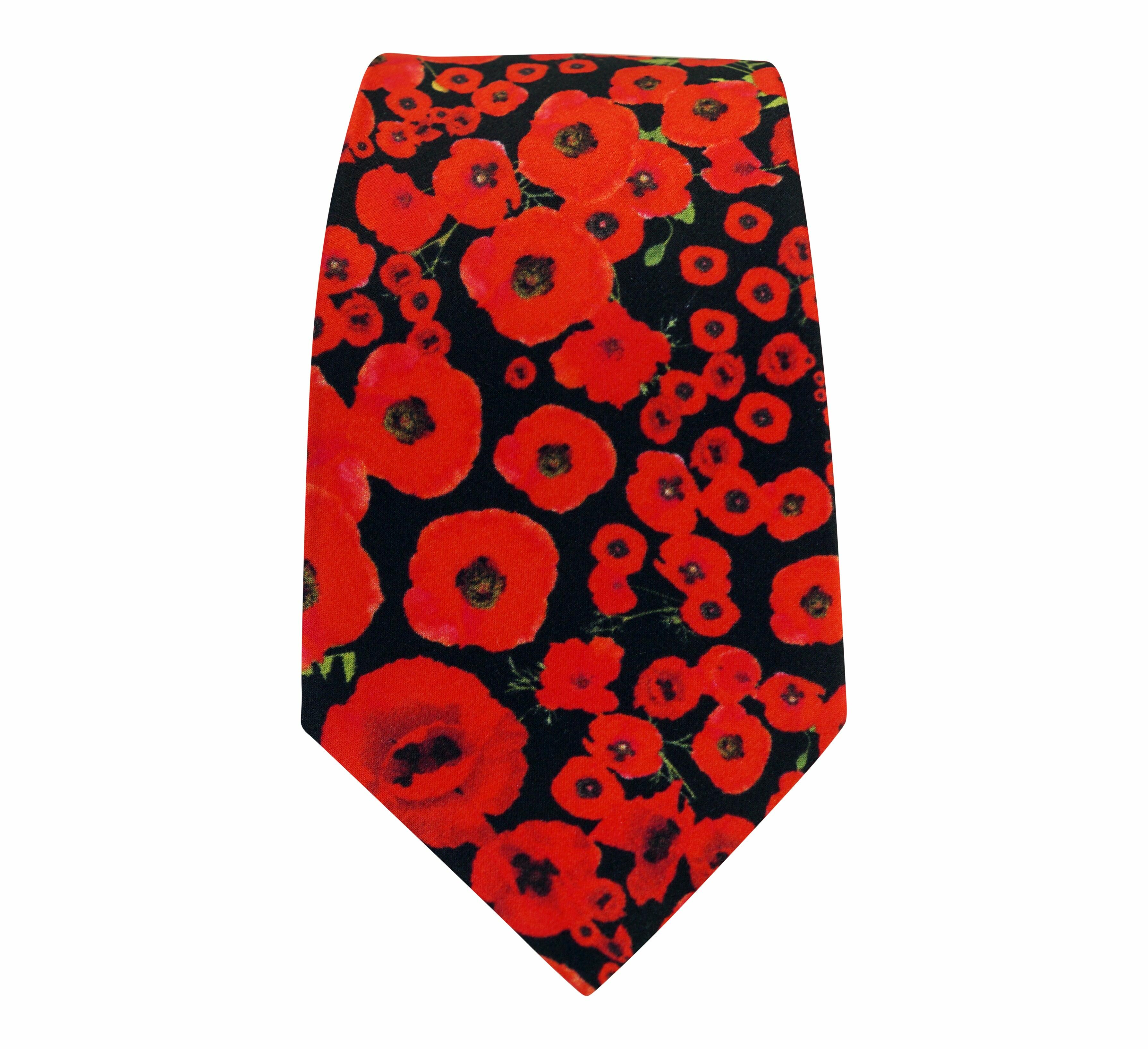 Armistice, remembrance, centenary Poppy Silk Tie - Blooms of London - Designs inspired by nature