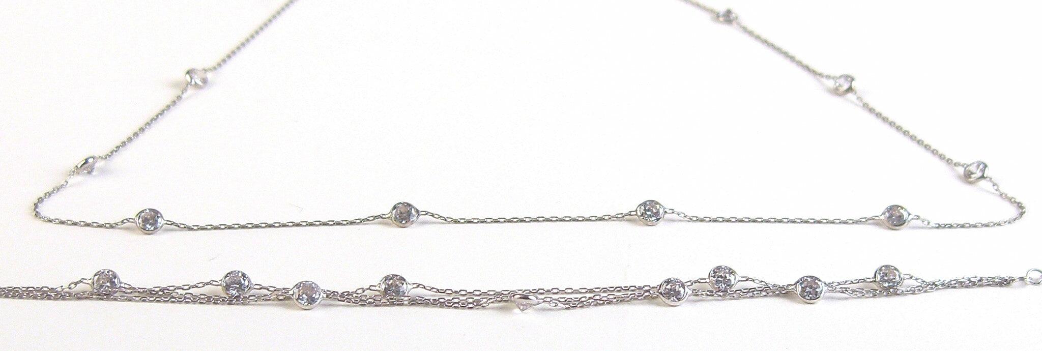 Bracelet and necklace silver set with crystals - Blooms of London - Designs inspired by nature
