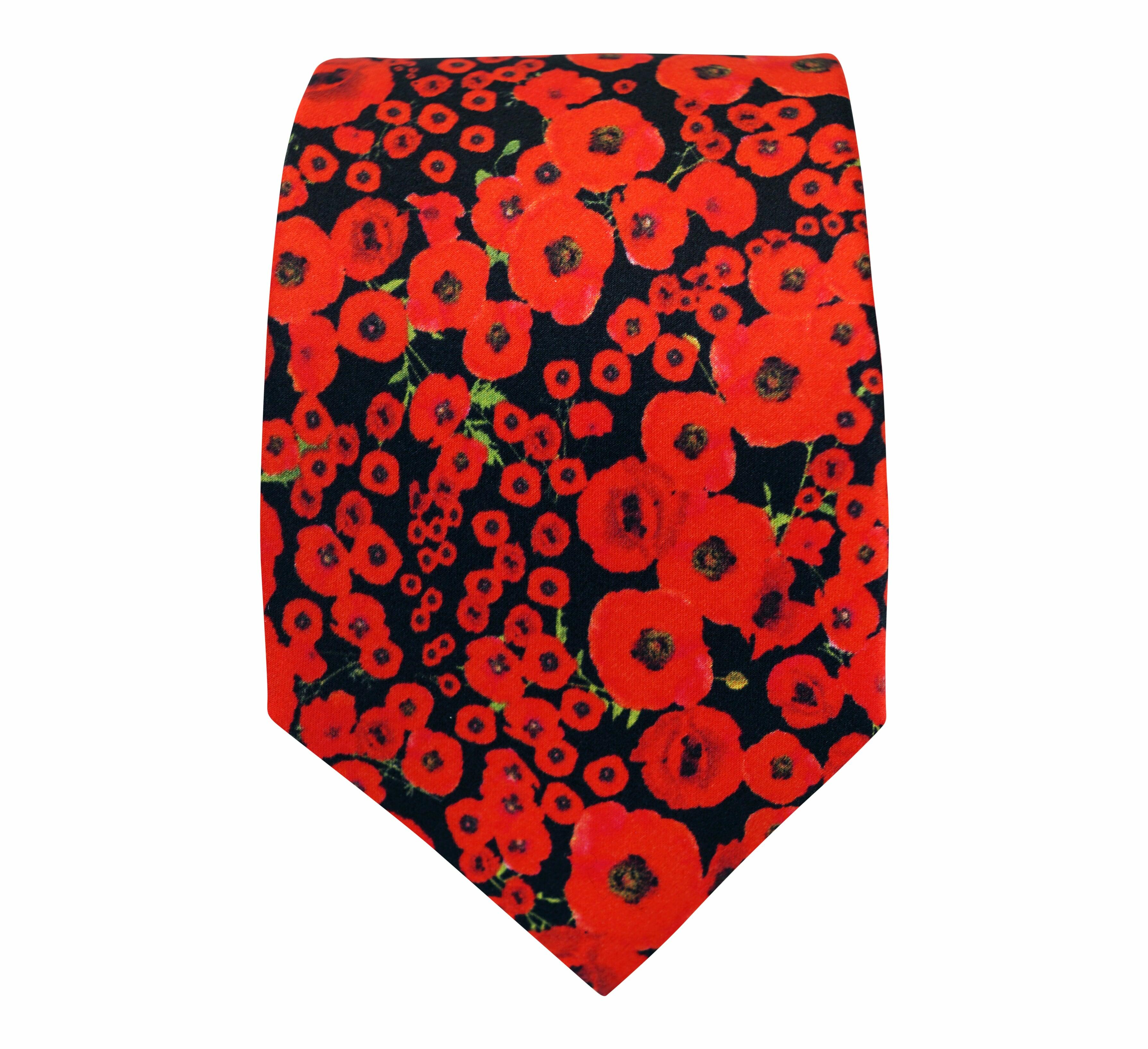 Remembrance, Armistice Day, Centenary Poppy Silk Tie - Blooms of London - Designs inspired by nature