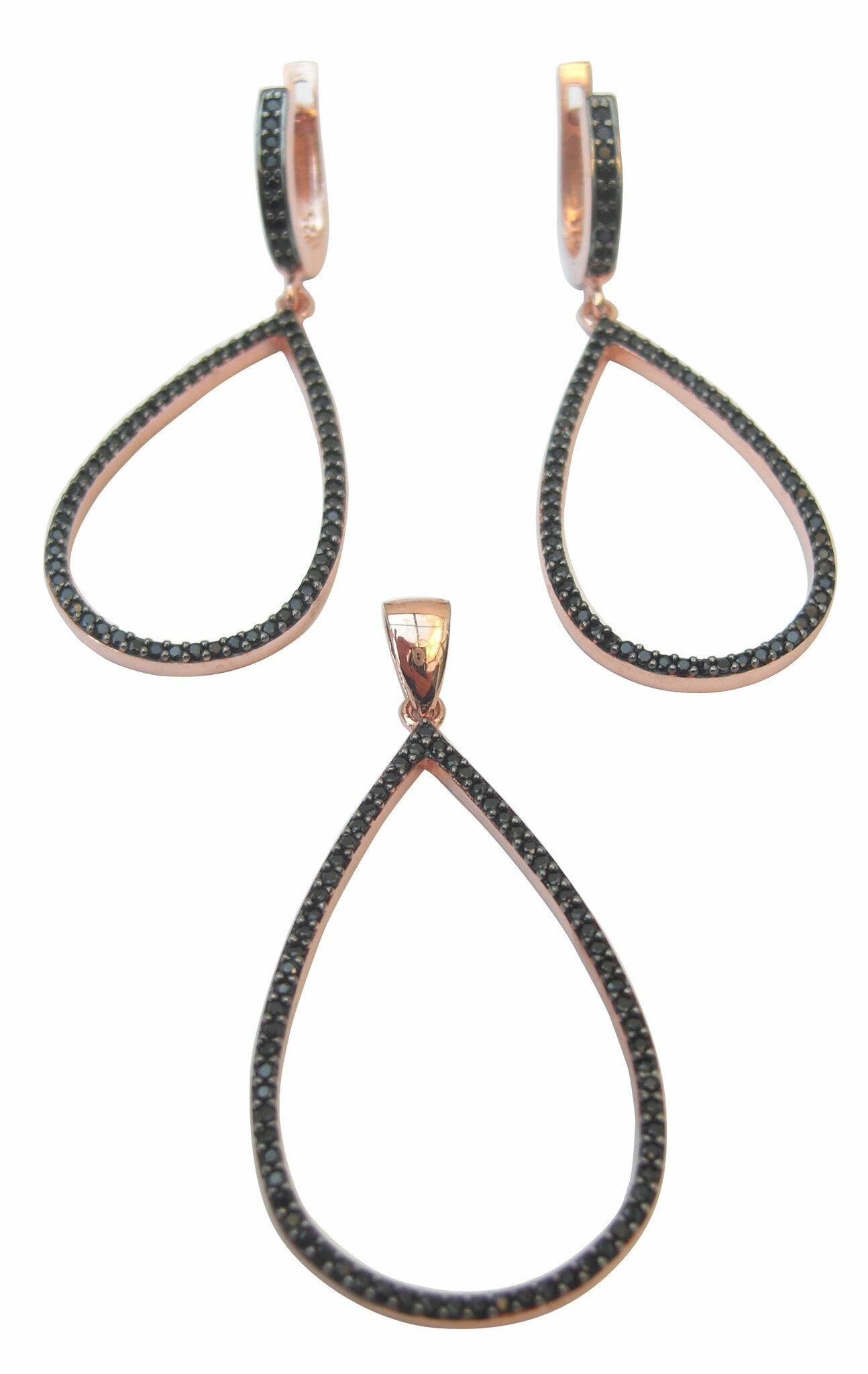 Black rose gold jewellery set - Blooms of London - Designs inspired by nature