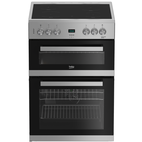 Beko EDC633S 60cm Double Oven Electric Cooker with Ceramic Hob | Silver