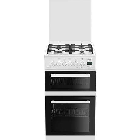 Beko EDG506W 50cm Twin Cavity Gas Cooker with Glass Lid
