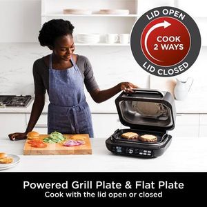 Ninja AG651UK Foodi MAX PRO Health Grill, Flat Plate & Air Fryer | Black