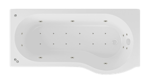 Beaufort Portland RH 1500 mm 24 Jet P Shaped Whirlpool Spa Shower Bath