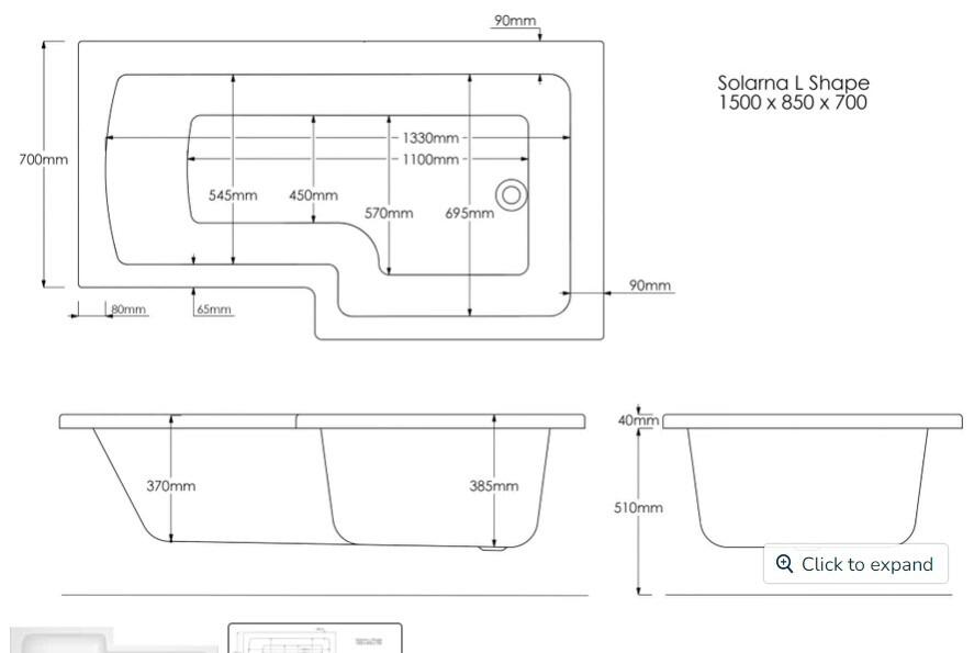 SBC - 1500 mm RH 24 Jet L Shape Solarna Whirlpool Shower Bath