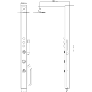 Technical Drawing Hudson Reed Imber Thermostatic Shower Tower AS