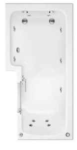 Overhead SBC - Right Hand Bathe Easy Walk-in Solarna L Shape 12 Jet Whirlpool Shower BathSBC - Right Hand Bathe Easy Walk-in Solarna L Shape 12 Jet Whirlpool Shower Bath