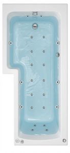LH 1700mm 24 Jet L Shape Whirlpool Shower Bath Left Hand - Solarna | Spa Baths