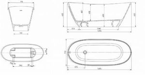Ramsden & Mosley Arran Freestanding Bath 1695 mm technical