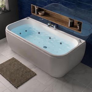 24 jet overhead Beaufort Malin D Shape Whirlpool Bath 1700 x 800 mm