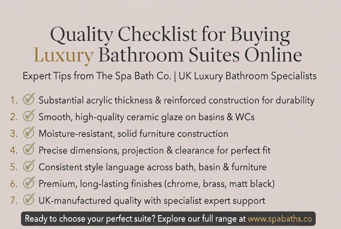 Quality Checklist for Buying Luxury Bathroom Suites Online - 7 expert tips from The Spa Bath Co.