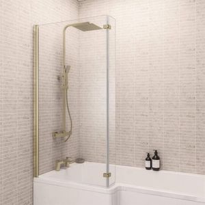L Shape LUX Brushed Brass Shower Screen Upgrade