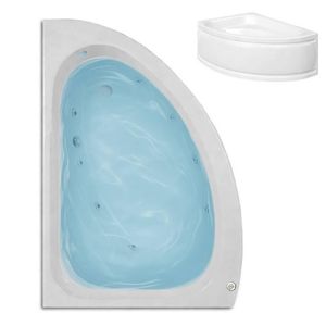SBC - LH Apollo 8 Jet Offset Whirlpool Jacuzzi Corner Bath filled with water