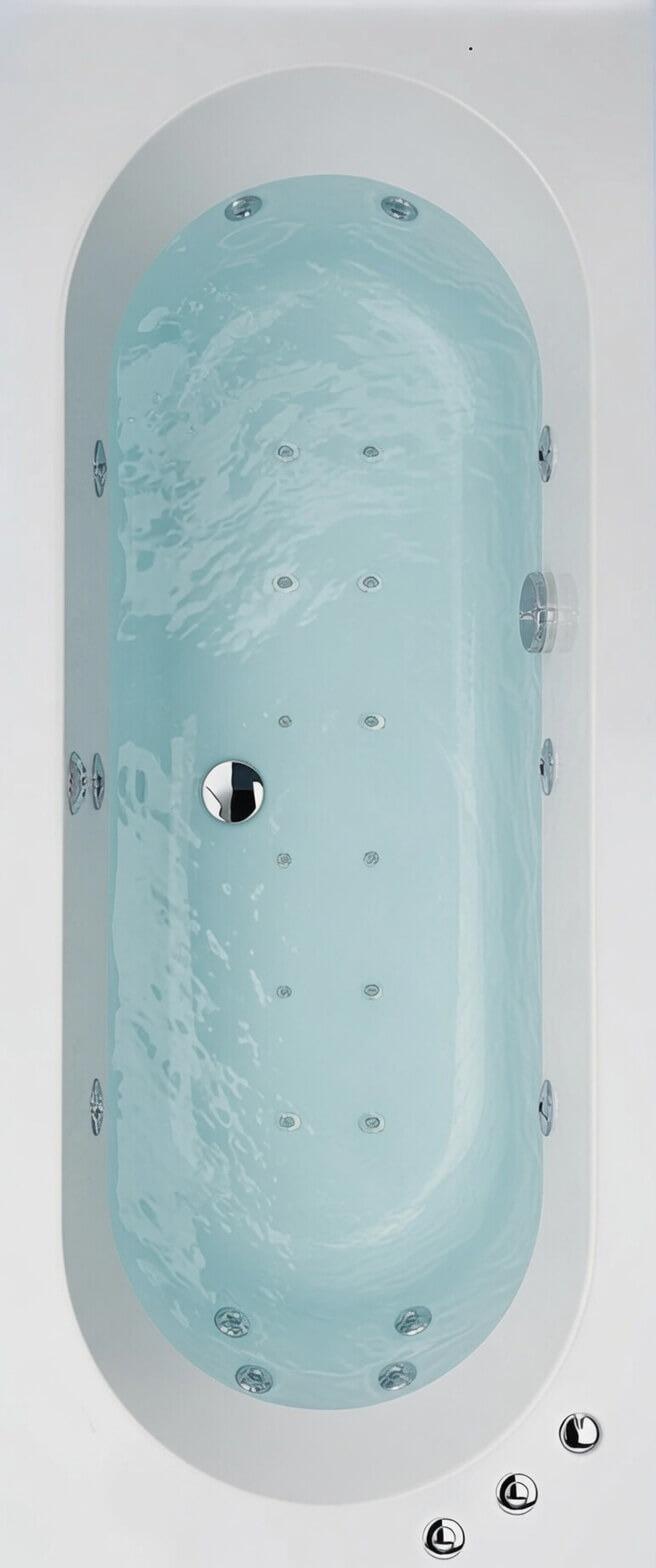 SBC - Trojan Cascade Double Ended 24 Jet Whirlpool Bath 1700 x 700 mm filled with water