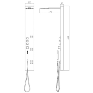 Technical Drawing Hudson Reed Mirror Finish Mirage Shower Tower