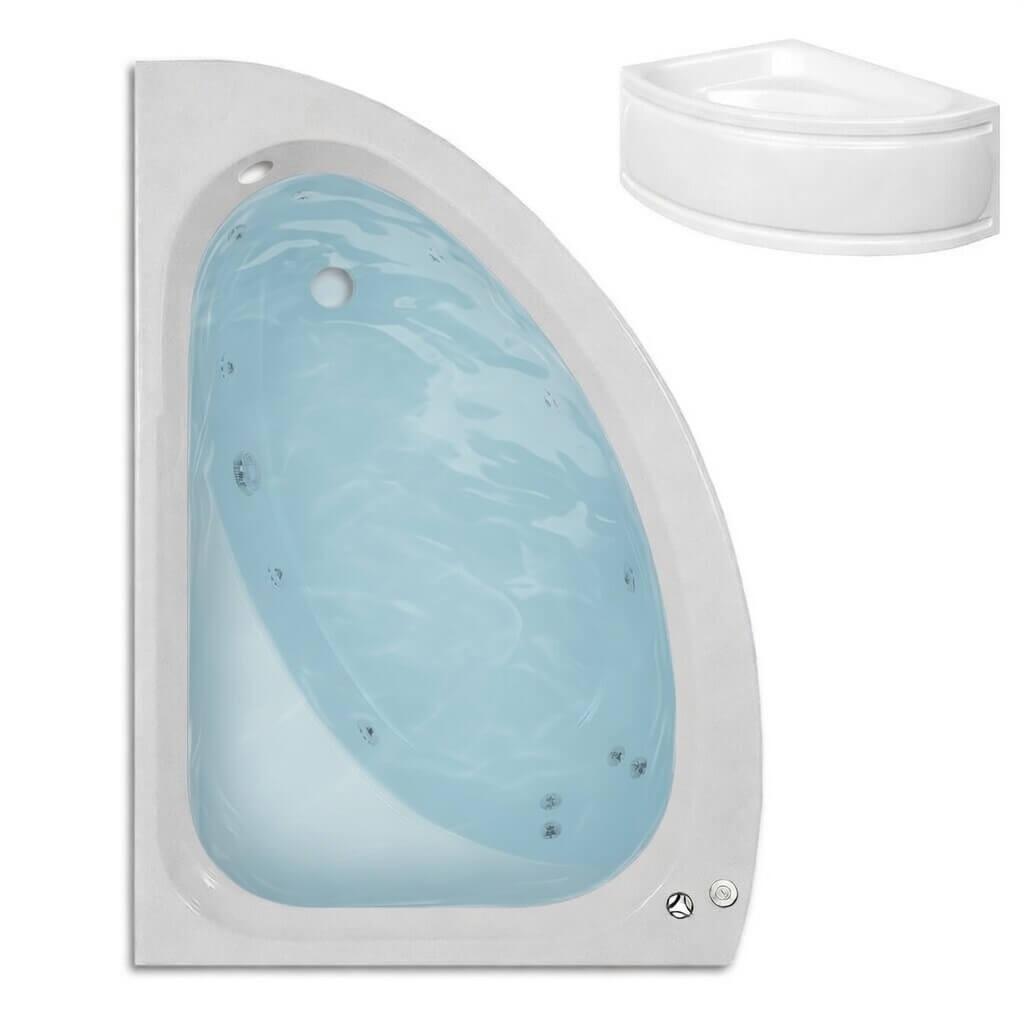SBC - LH Apollo 1500 x 1020 mm 12 Jet Offset Whirlpool Jacuzzi Corner Bath filled with water