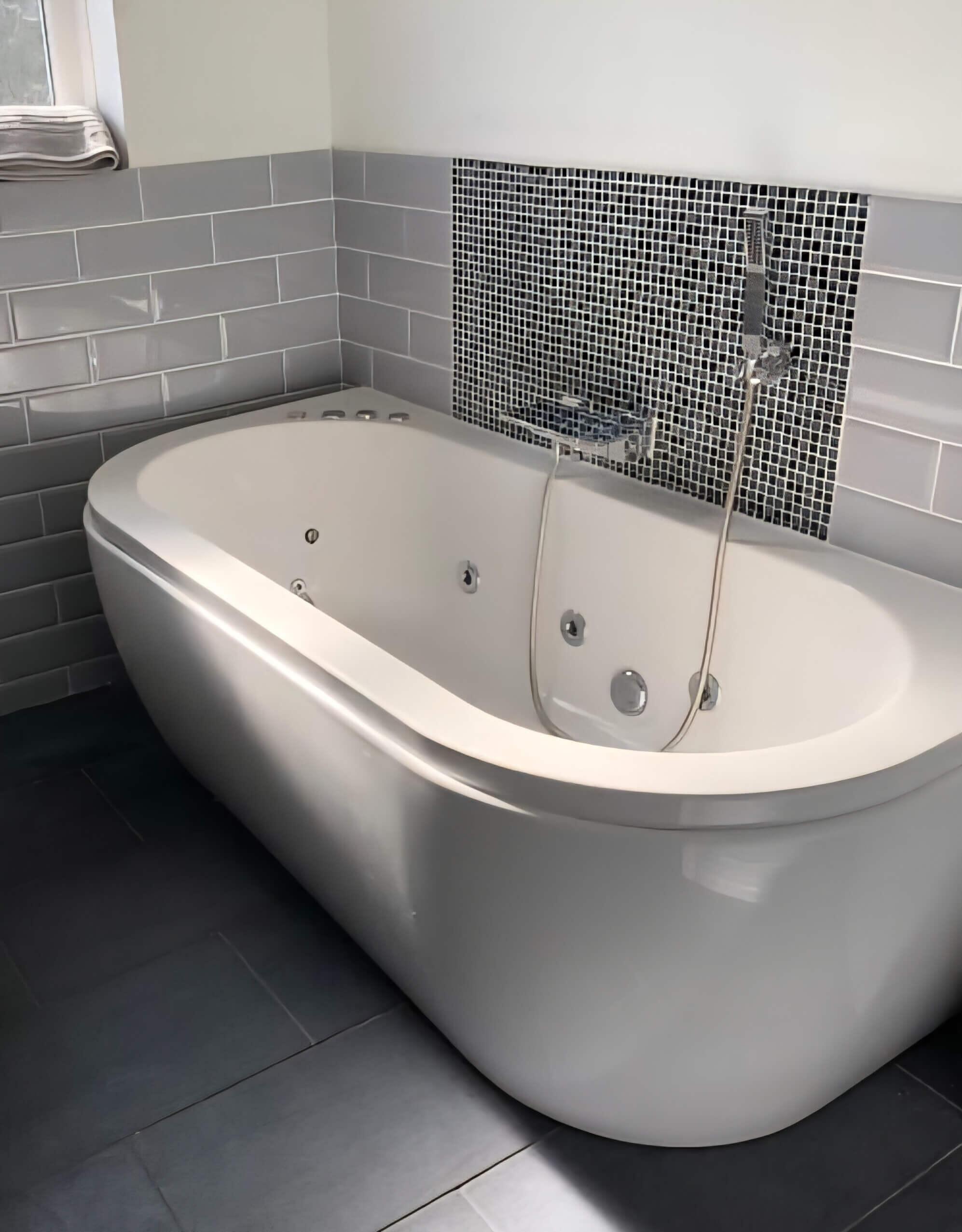 SBC - 1700 x 800 mm D shape Trojan Decadence 24 Jet Double Ended Whirlpool Spa Bath