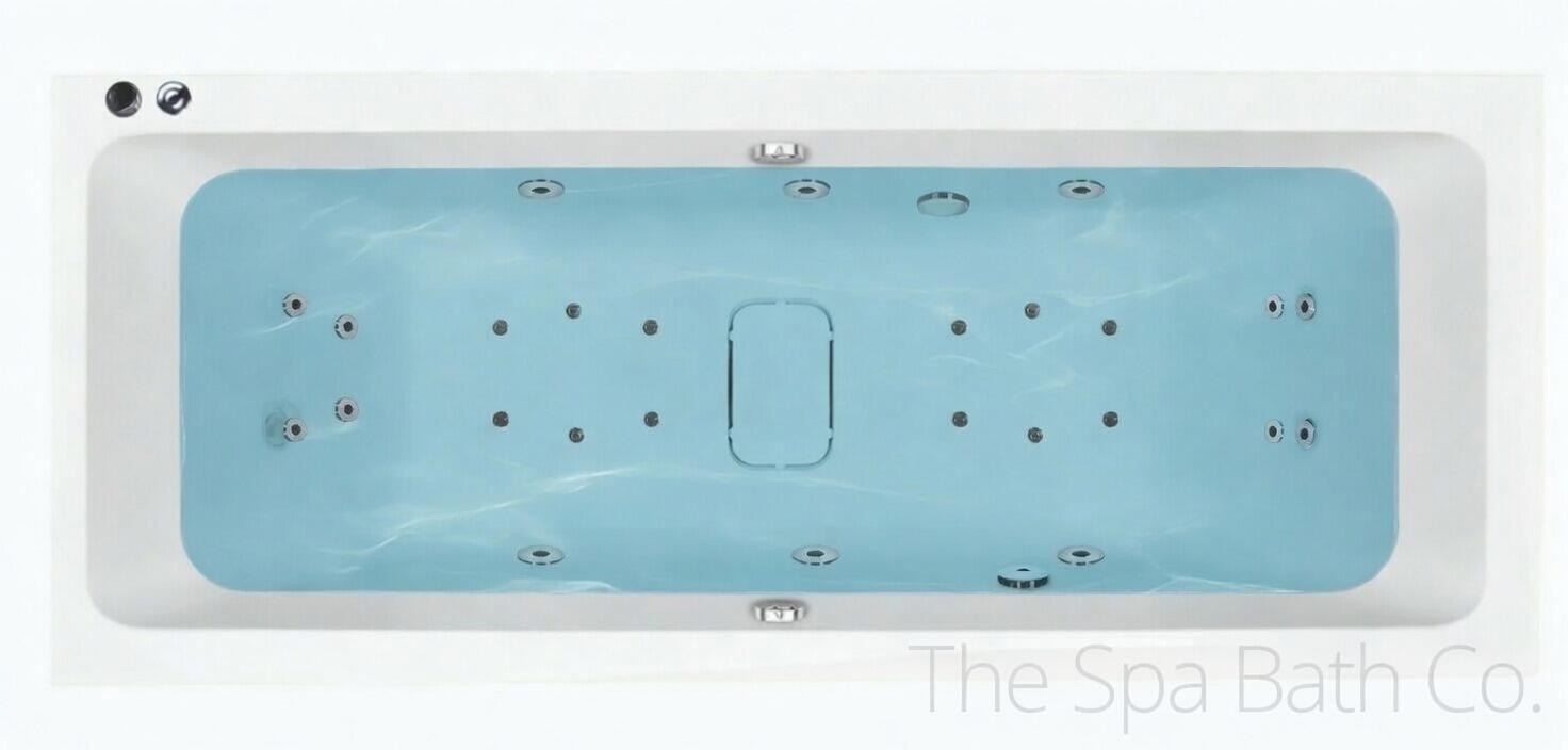 SBC - Trojan Solarna Linear Super Deep 1900 x 900 Whirlpool Bath filled with water