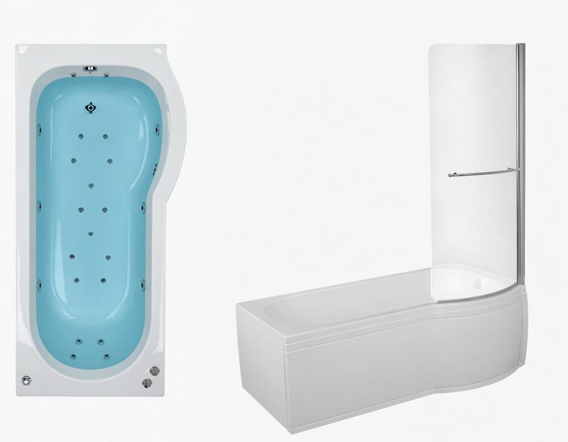 SBC - 1500 mm RH Trojan Concert Compact 24 Jet P Shape Shower Bath
