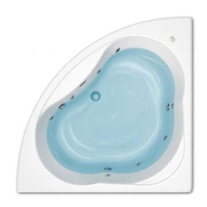 Trojan Laguna 1200 mm x 1200 mm 8 Jet Corner Bath filled with water