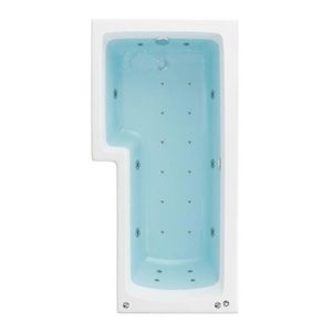 Beaufort Shannon LH 1500 mm 24 Jet L Shape Whirlpool Shower Bath filled with water