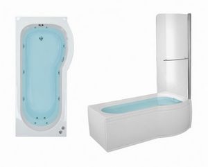 SBC - 1500 mm RH Trojan Concert Compact 12 Jet P Shape Shower Bath