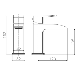 Technical Drawing Ultra Moat Mono Basin Mixer Tap TAT305