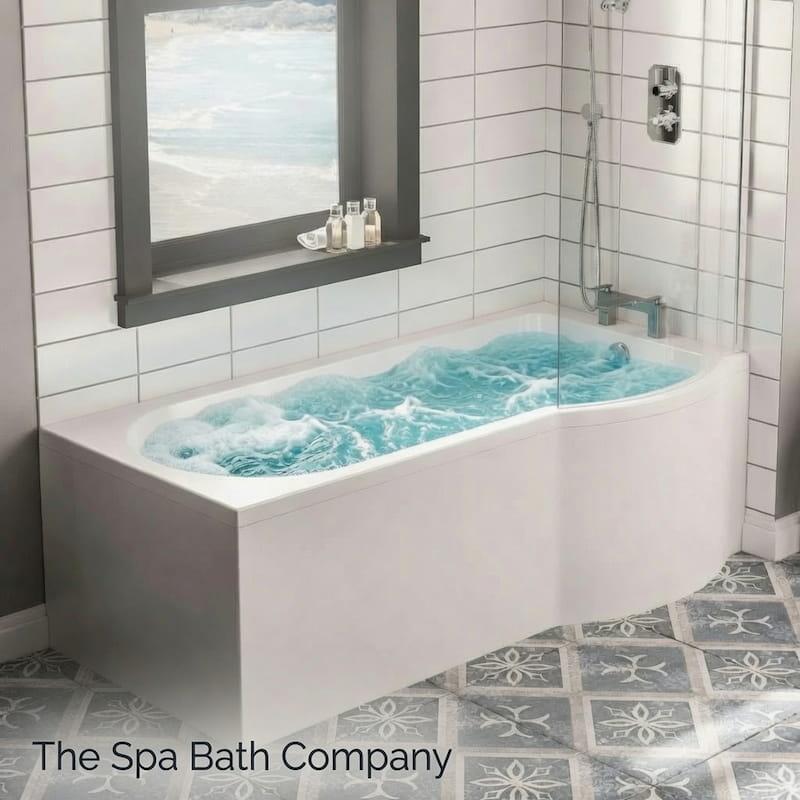 SBC - Beaufort Portland RH 1700 x 850 x 750 mm 12 Jet P Shaped Shower Bath